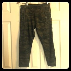 RBX Zippered Army Green Camo Workout Capris